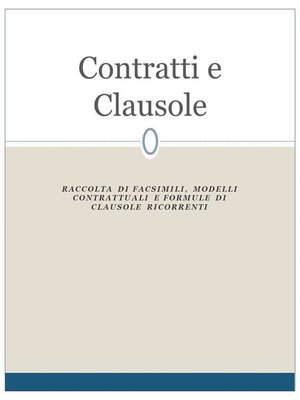 cover image of Contratti e clausole